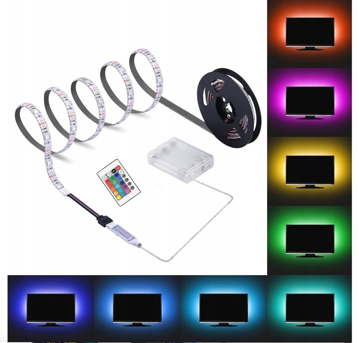 Taśma LED z pilotem zdalnego sterowania zasilana baterią 3m