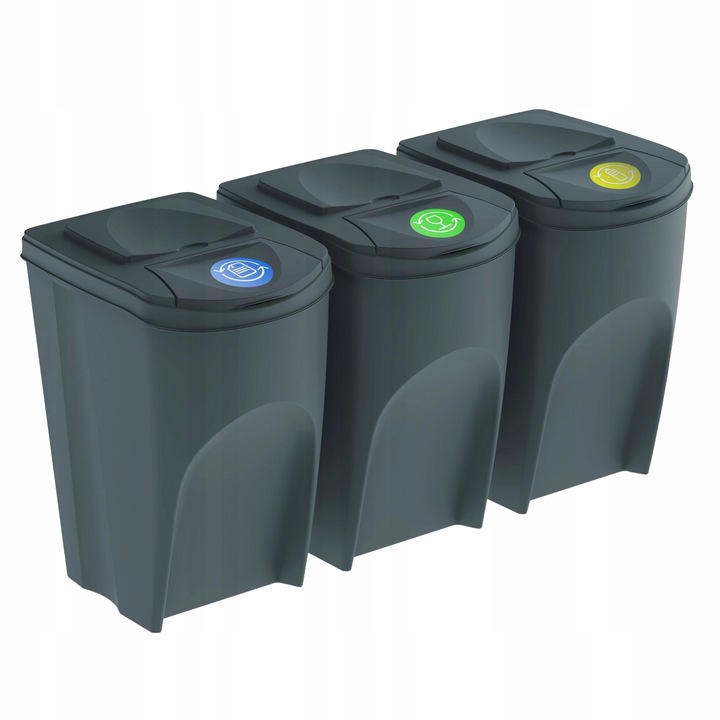 KOSZE POJEMNIKI SEGREGACJA ŚMIECI 3X35L SZARY KAMIENNY