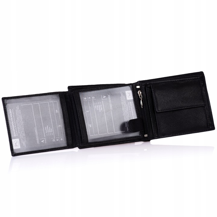 SEPHER Portfel Skórzany męski CZARNY piozomy SKÓRA