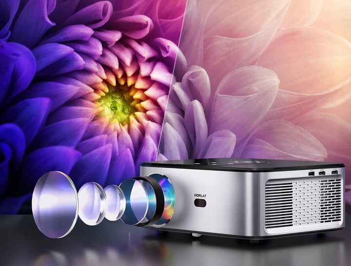 HORLAT T02 Projektor kina domowego 25000 lumenów, Full HD 1080p Android TV