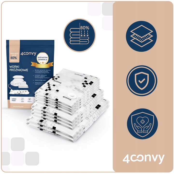 4CONVY Worki próżniowe na ubrania pościel 4XS 3M 2L przebadane bezpieczne