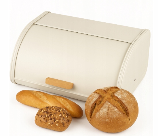 CHLEBAK POJEMNIK NA CHLEB BUŁKI PIECZYWO ŻYWNOŚĆ BIAŁY METALOWY POJEMNY