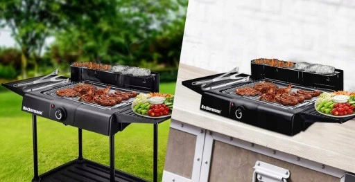 DUŻY GRILL ELEKTRYCZNY OGRODOWY STOJĄCY 2000W 2w1