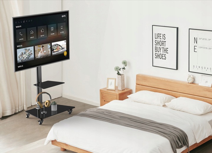 Stojak podlogowy TV na kółkach mobilny 32 40 43 48 50 55 58 65 cali