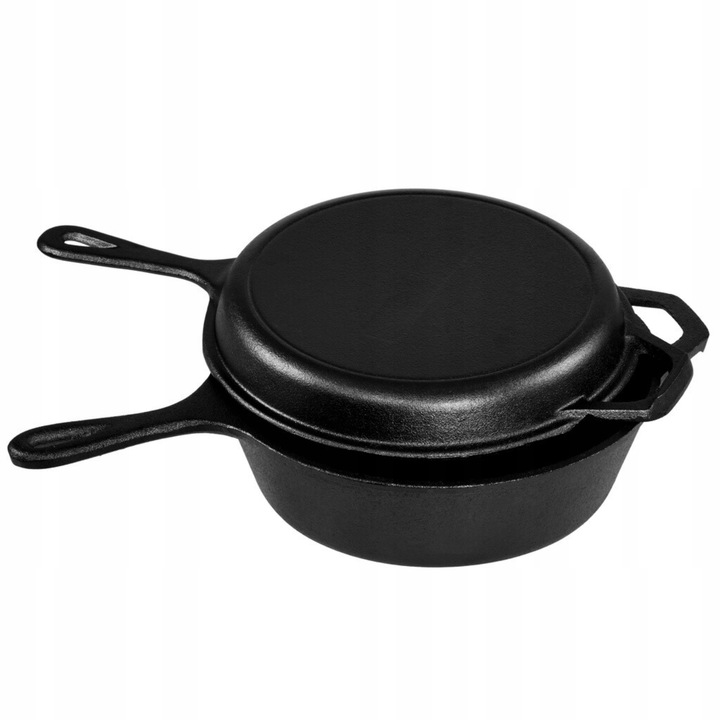 RONDEL ŻELIWNY Z PATELNIĄ 3 w 1 PATELNIA BRYTFANNA GARNEK 26 CM