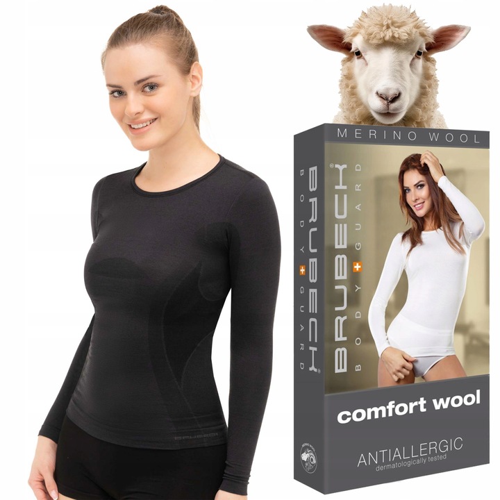 KOSZULKA DAMSKA podkoszulka z długim rękawem Merino Wool Brubeck *M