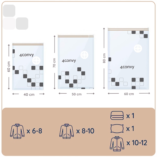 4CONVY Worki próżniowe ubrania pościel odzież 10x BASIC bezpieczne zestaw