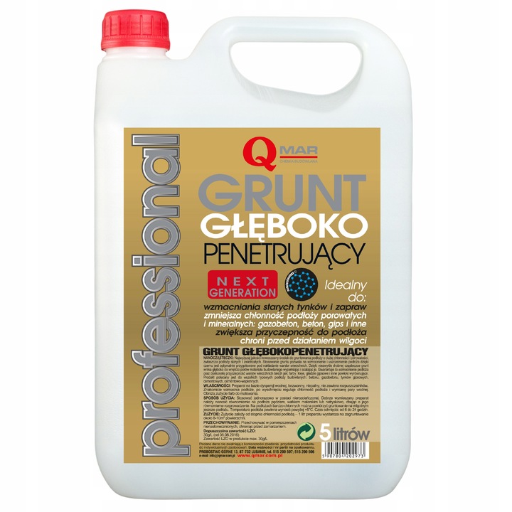 Qmar grunt głębokopenetrujący 5L do ścian elewacji beton tynk gips zapraw