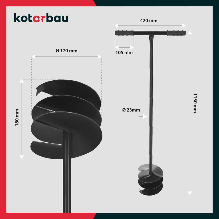 ŚWIDER RĘCZNY DO GLEBY ZIEMI GRUNTU SŁUPKÓW WIERTŁO 170MM DOŁOWNIK