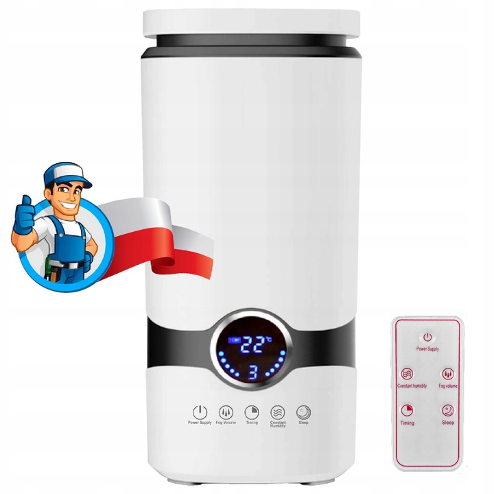 Nawilżacz powietrza AUTOMATYCZNY + AROMATERAPIA 3w1 + 3 OLEJKI FILTR PILOT