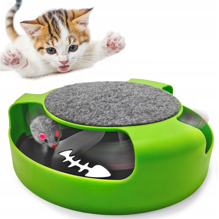 INTERAKTYWNA ZABAWKA DLA KOTA polowanie na myszkę, drapak, 2w1