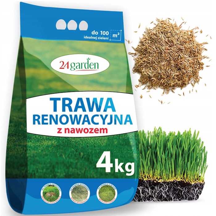 NASIONA TRAWA RENOWACYJNA REGENERACYJNA ODBUDOWA TRAWNIKA SAMOZAGĘSZCZA 4kg