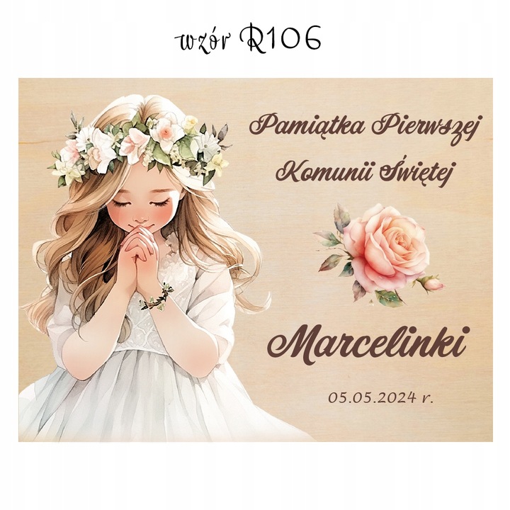 Pamiątka Pierwszej Komunii Świętej Pudełko różaniec