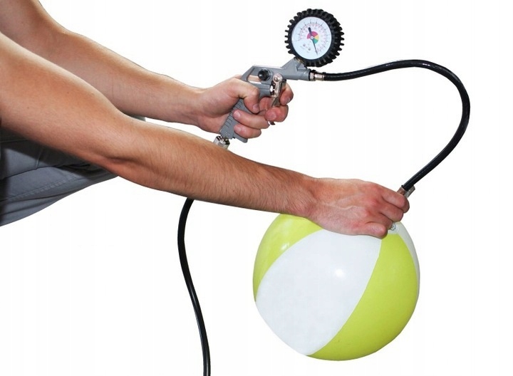 Przenośny KOMPRESOR BEZOLEJOWY 8 bar PISTOLET Z MANOMETREM ZESTAW KOŃCÓWEK