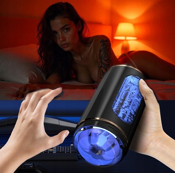 AUTOMATYCZNY MASTURBATOR MĘSKI Z EFEKTEM SSANIA ,10 WIBRACJI ZE