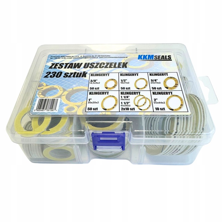 Zestaw uszczelek hydraulicznych płaskich z klingerytu, 230 szt, 7