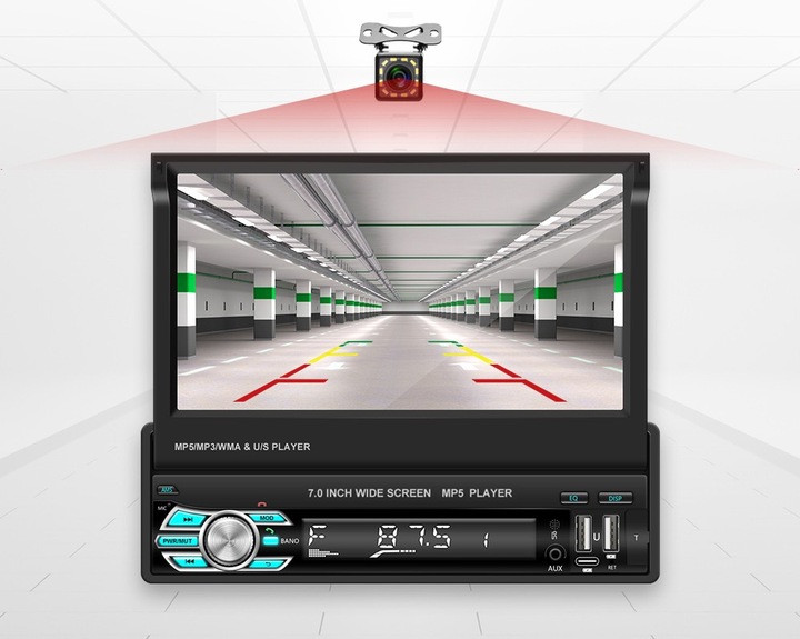 RADIO SAMOCHODOWE 1DIN 7'' BT WYSUWANY EKRAN DOTYKOWY MIRROR LINK