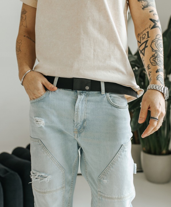 BETLEWSKI pasek męski parciany materiałowy do spodni jeansów pas