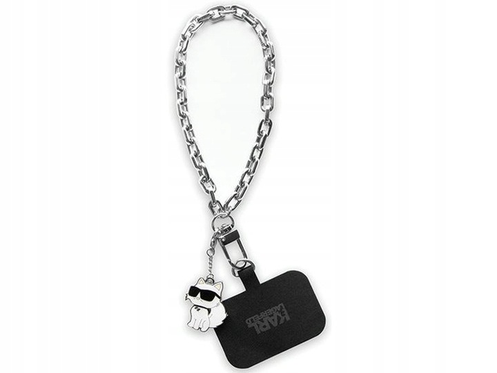 Pasek KARL LAGERFELD Universal Hand Strap Choupette Srebrny