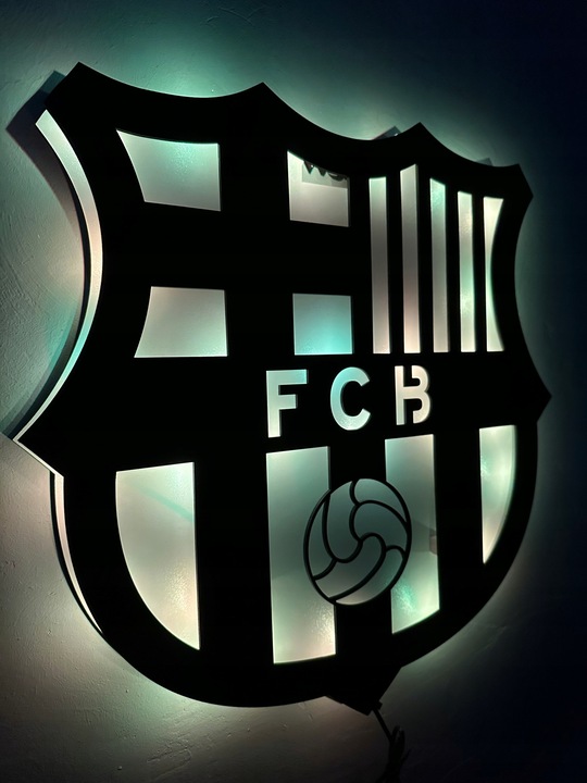 FC Barcelona Herb Lampka LED Piłka Nożna Prezent Lampka Nocna + GRATIS