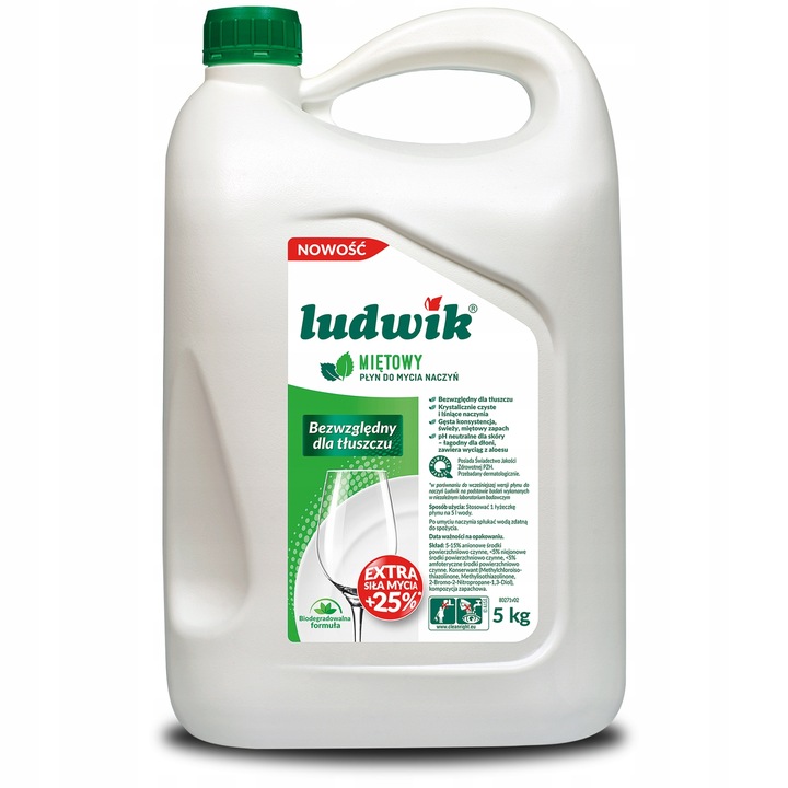 LUDWIK Płyn do mycia naczyń miętowy 5 kg