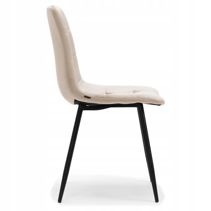 KRZESŁO TAPICEROWANE PIKOWANE WELUROWE DO SALONU JADALNI BEŻOWE PARMA