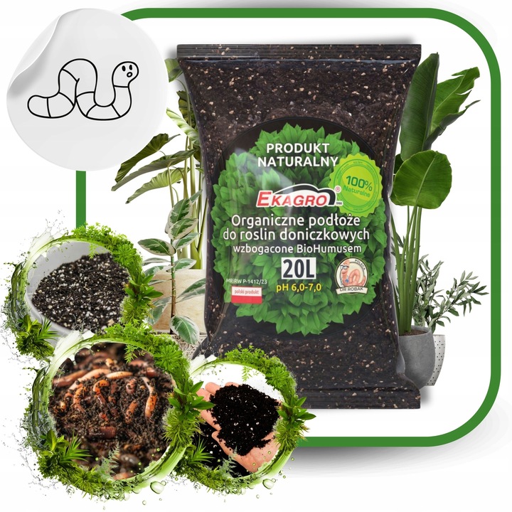 Organiczne Podłoże PREMIUM do Roślin Doniczkowych Zielonych Eko Bio