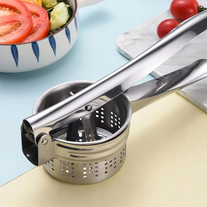 MASYWNA PRASKA DO ZIEMNIAKÓW WARZYW STAL NIERDZEWNA WYCISKARKA TŁUCZEK