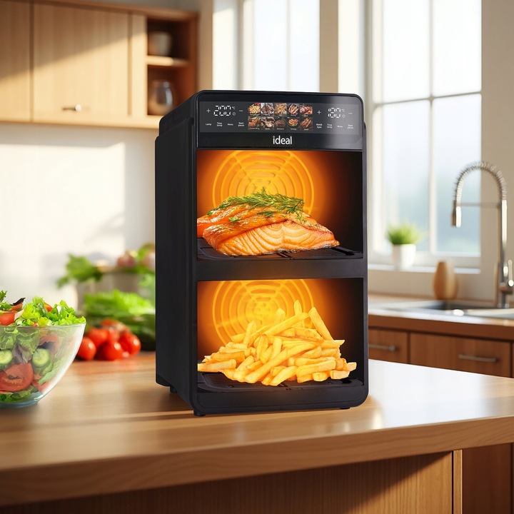 FRYTKOWNICA BEZTŁUSZCZOWA AIR FRYER IDEAL PODWÓJNA 10L DWUKOMOROWA