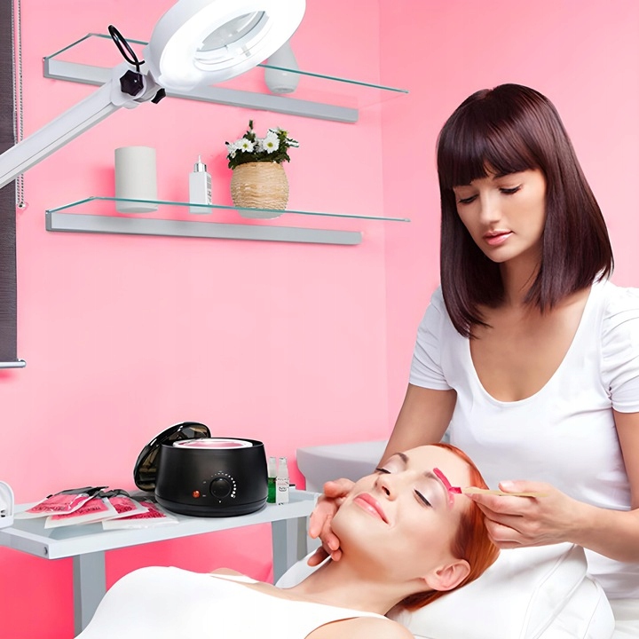 PODGRZEWACZ WOSKU + TWARDY WOSK 400g+100 PATYCZKÓW ZESTAW DO DEPILACJI