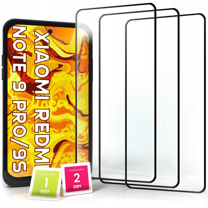 3-pak SZKŁO HARTOWANE DO Redmi Note 9 PRO / 9S na cały ekran 9H ochronne 5D