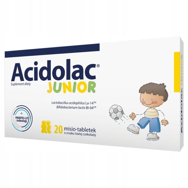 ACIDOLAC JUNIOR MISIO-TABLETKI O SMAKU CZEKOLADY + TRUSKAWKOWY 20SZT