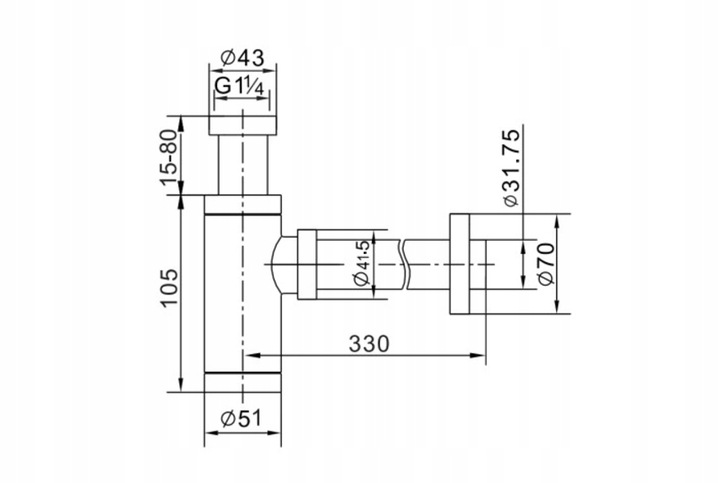 ZESTAW: SYFON UMYWALKOWY DO UMYWALKI + KOREK KLIK-KLAK Z PRZELEWEM CZARNY