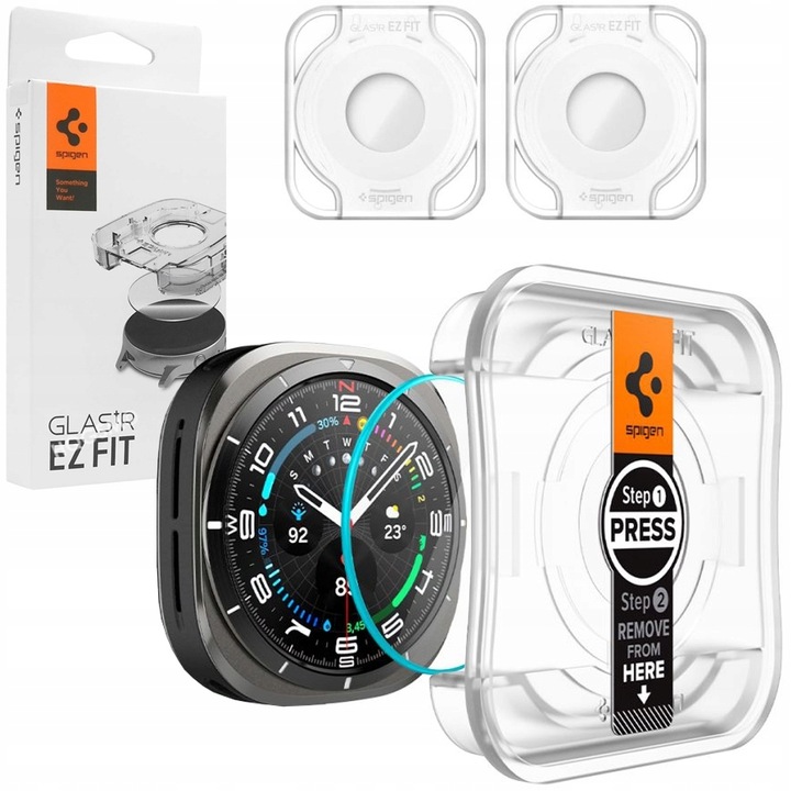 2x SZKŁO Hartowane SPIGEN EZ + Aplikator do Samsung Galaxy Watch Ultra 47mm