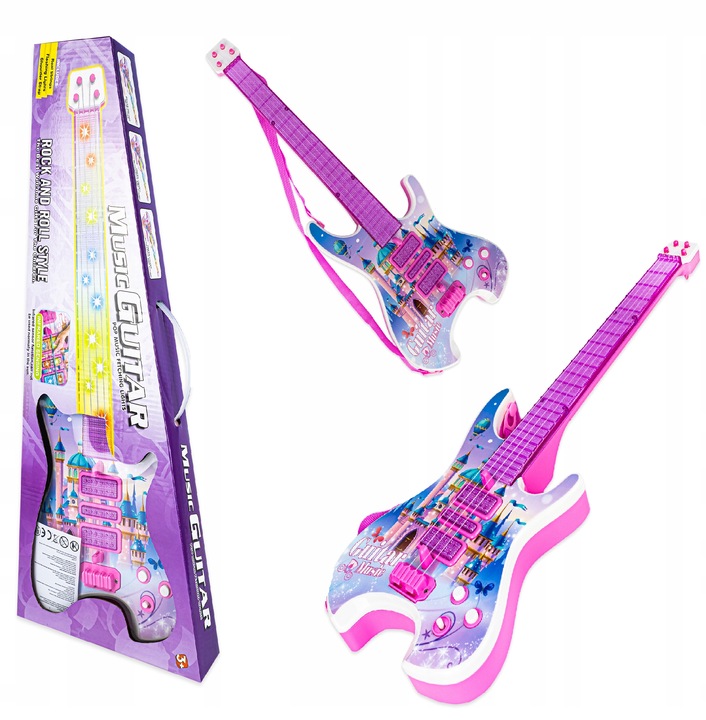 Gitara elektryczna zestaw karaoke dla dzieci mikrofon struny muzyka statyw