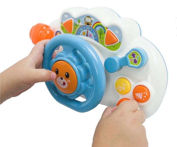 INTERAKTYWNA KIEROWNICA MALUCHA DO ZABAWY DLA DZIECI ŚWIECI GRA DO WÓZKA