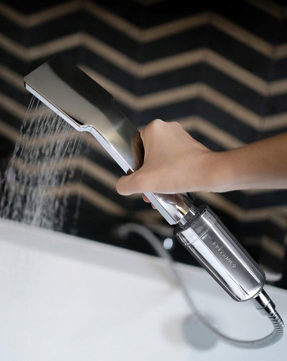 Filtr prysznicowy wkład do twardej wody srebrny chrom bez BPA