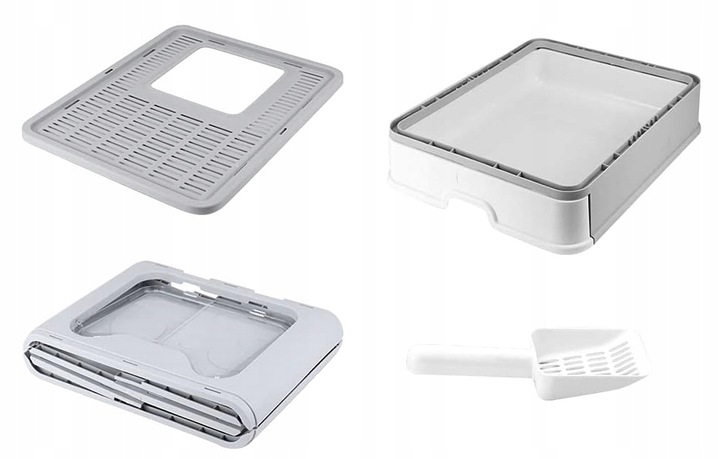 Duża kuweta kryta z szufladą + łopatka (F055)