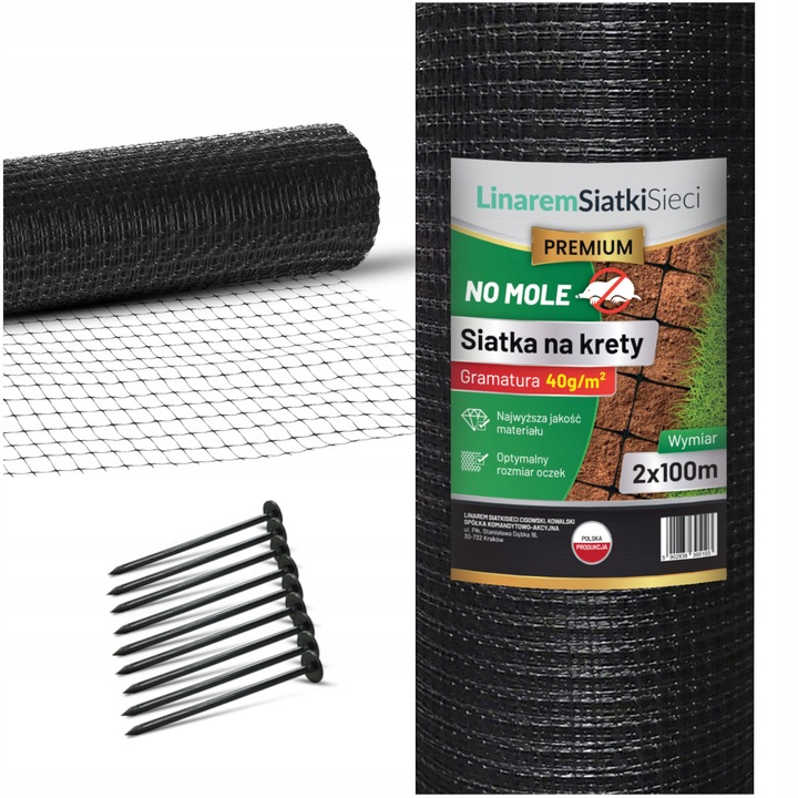 SIATKA NA KRETY 2x100m PREMIUM 40g POD TRAWNIK PRZECIW KRETOM POLSKA