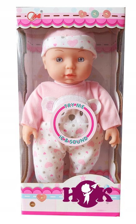 Lalka bobas jak żywa duża miękka interaktywna mówi ubranka pudełko prezent