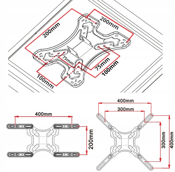 Uchwyt do Telewizora 17-55 cali Obrotowy Długie Ramię 42cm Wieszak TV