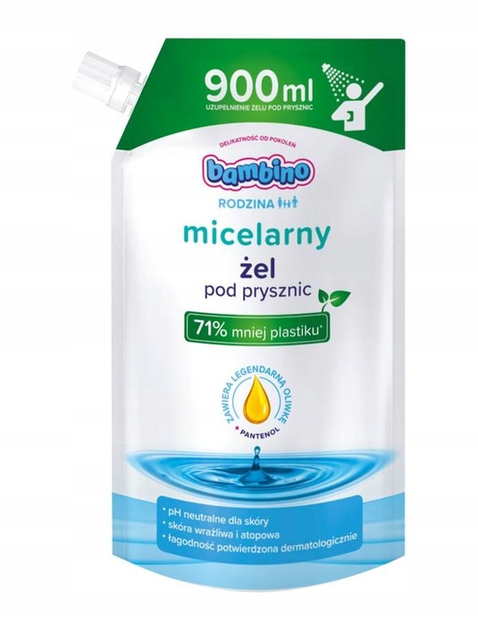 Bambino Rodzina Żel pod Prysznic Micelarny Refill 900ml Zapas x3