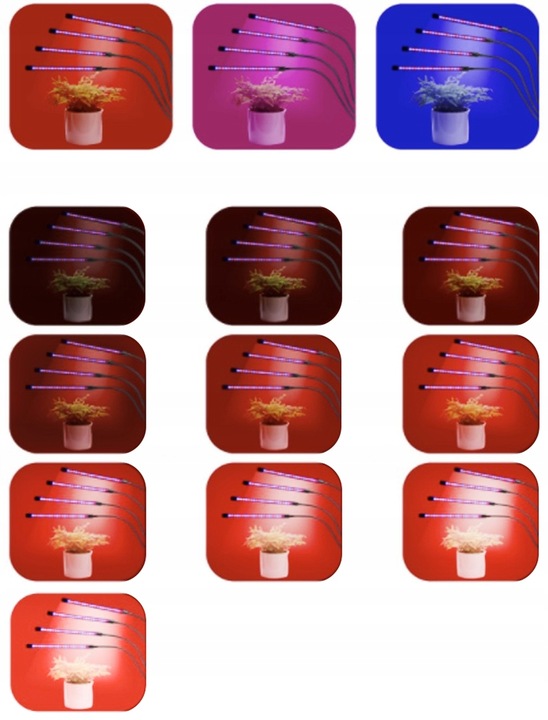4 x Lampa do Wzrostu Roślin 80 LED do Poczwórny Panel Uprawy Timer + Pilot