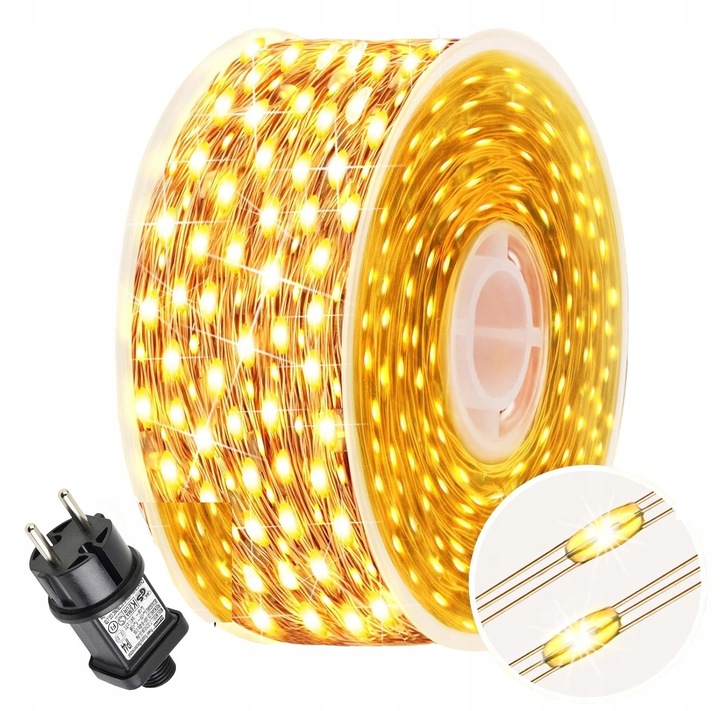 Zewnętrzne lampki choinkowe 1000 LED 100m, IP67 do dekoracji świątecznych