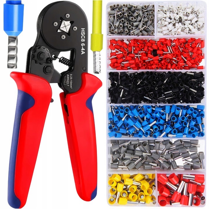 ZACISKARKA DO KONEKTORÓW DO TULEJEK PRASA PRASKA SZCZYPCE + 1200 TULEJEK