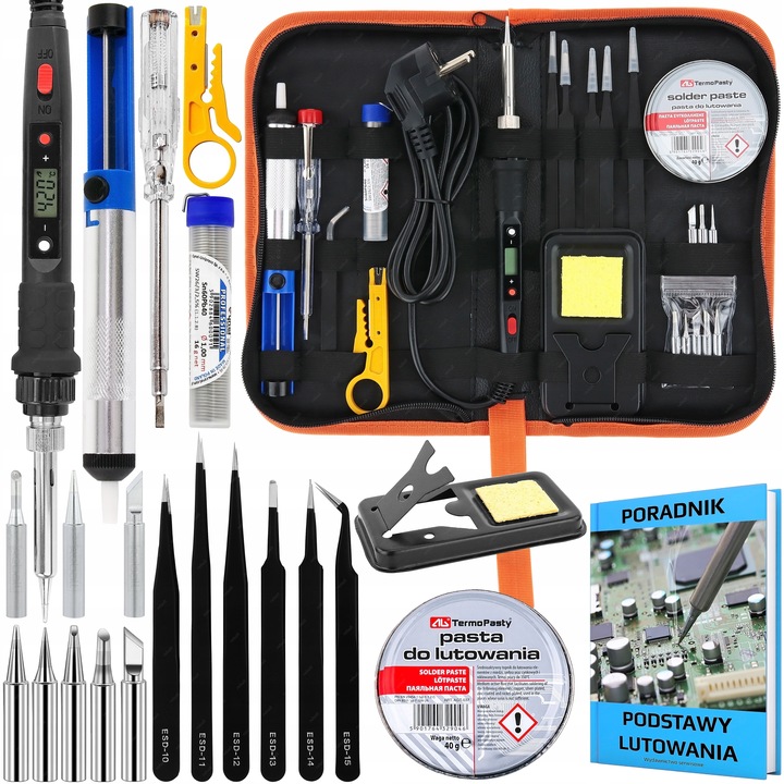 LUTOWNICA PRECYZYJNA KOLBOWA S801A 80W Z REGULACJĄ TEMPERATURY ZESTAW