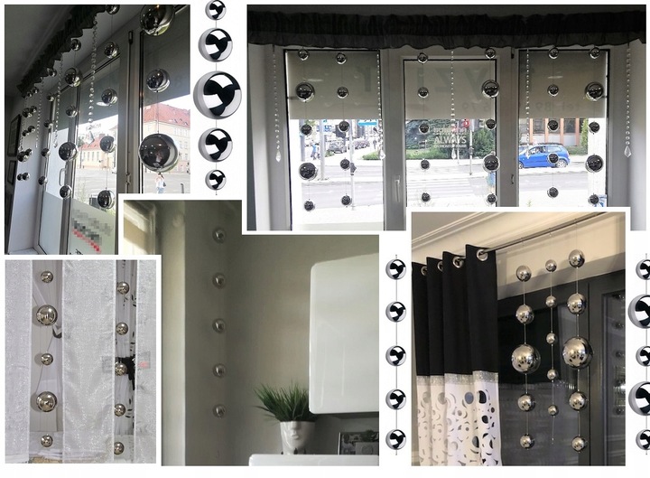 Girlanda Srebrne Kule Ze Stali Nierdzewnej 100cm Na Okno Z Haczykami GRATIS