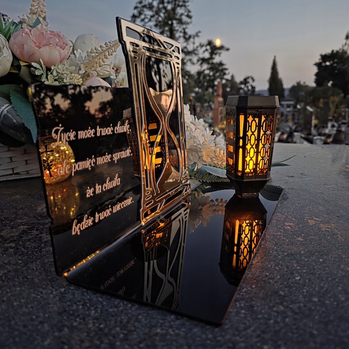 SOLARNY ZNICZ Led Statuetka NA CMENTARZ GRÓB DUŻA Lampka Led z Grawerem