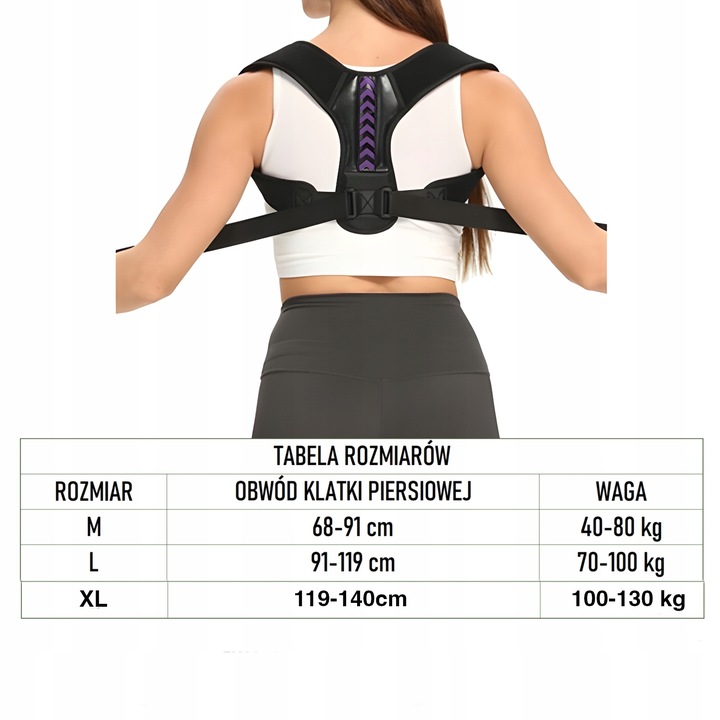 PAJĄCZEK NA PROSTE PLECY KOREKTOR WAD POSTAWY PROFESJONALNY GEARZ ROZMIAR M