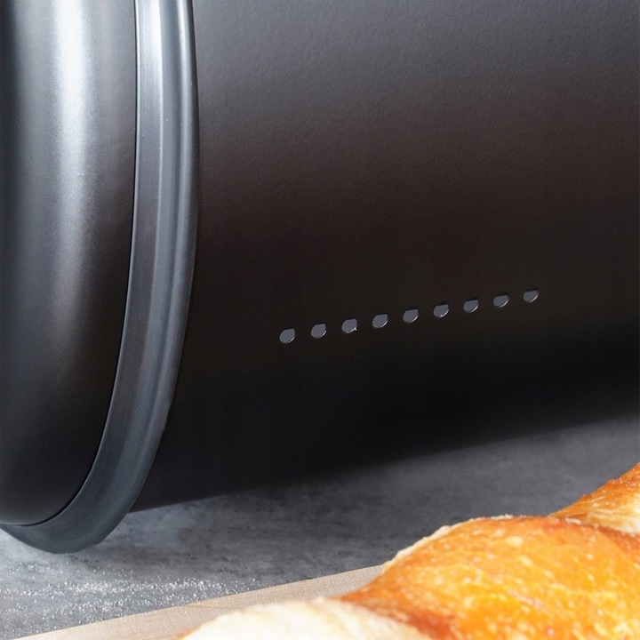 Duży CHLEBAK czarny metalowy pojemnik kuchenny na pieczywo chleb bułki